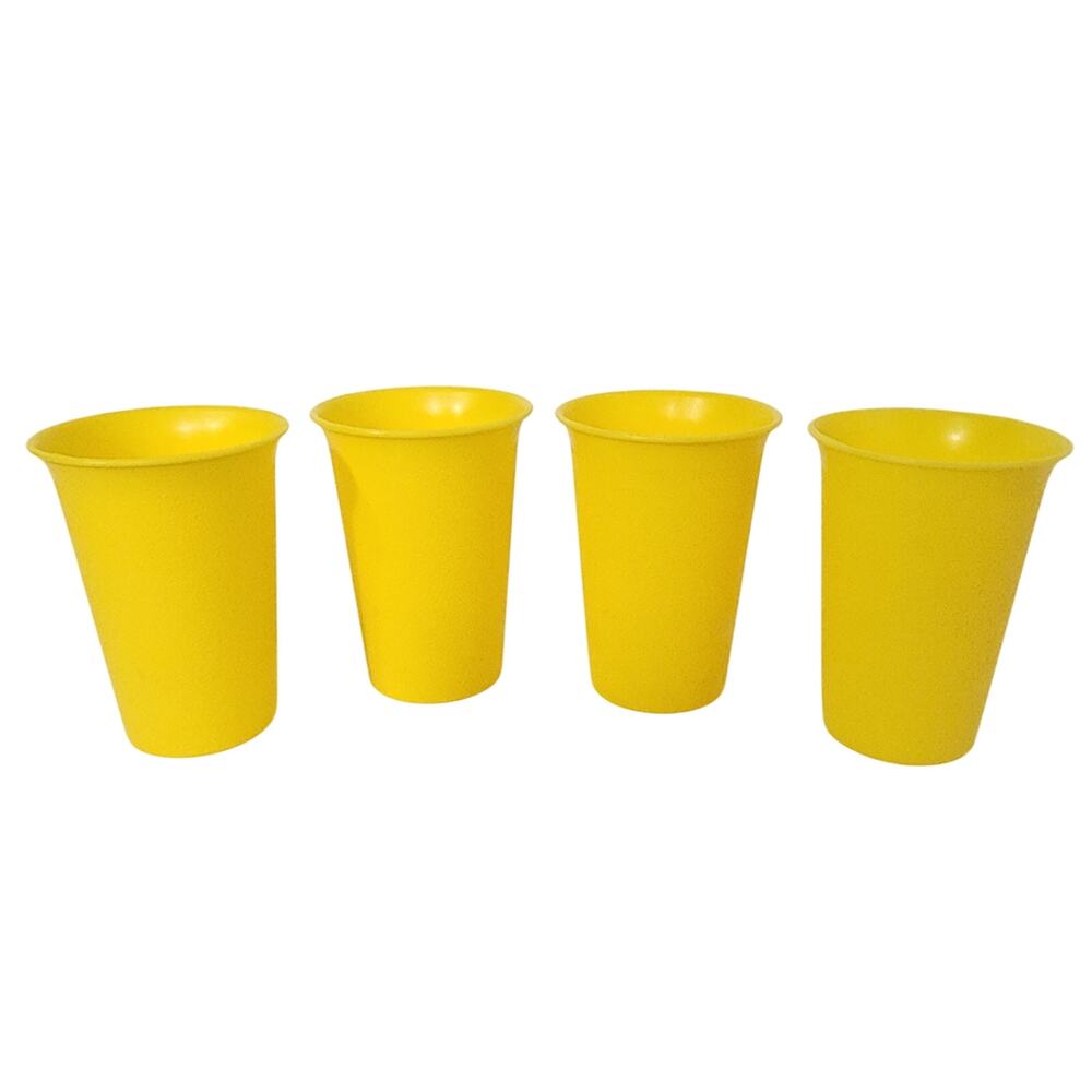 Vintage Tupperware Toys Kids Mini Tumblers Cups Set of 4 Yellow Play Kitchen 4oz